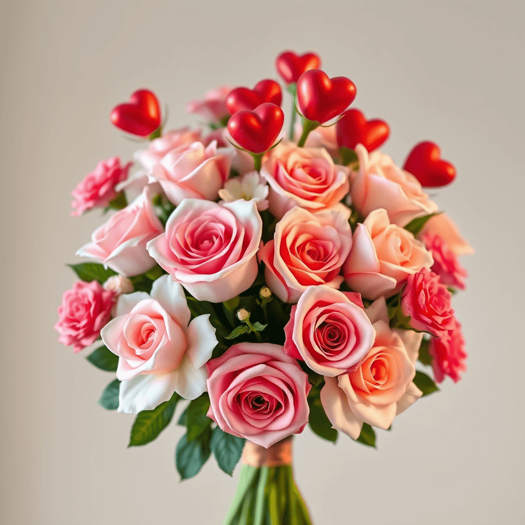 Flowers for mothers day big bouquet with hearts