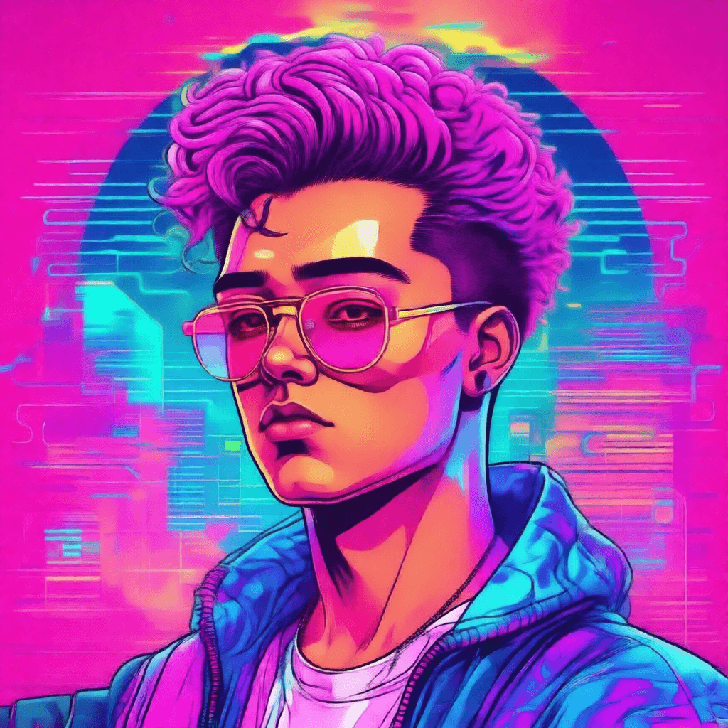 Cyberpunk cat with neon lights